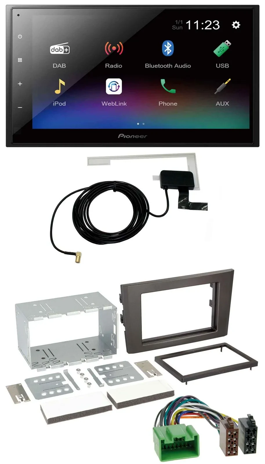Автомагнитола для Volvo XC90 Pioneer 2DIN, DAB, MP3, Bluetooth, USB, 16-pin, 2007–2014