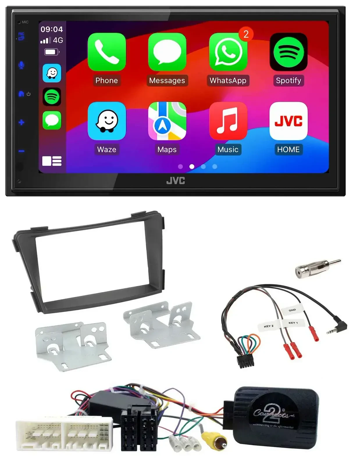 JVC Bluetooth 2DIN Lenkrad DAB USB Autoradio für Hyundai i40 VF ab 16 schwarz