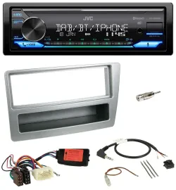 Автомагнитола для Honda Civic (2004–2006) JVC Bluetooth, DAB, USB, поддержка кнопок на руле, серебристая