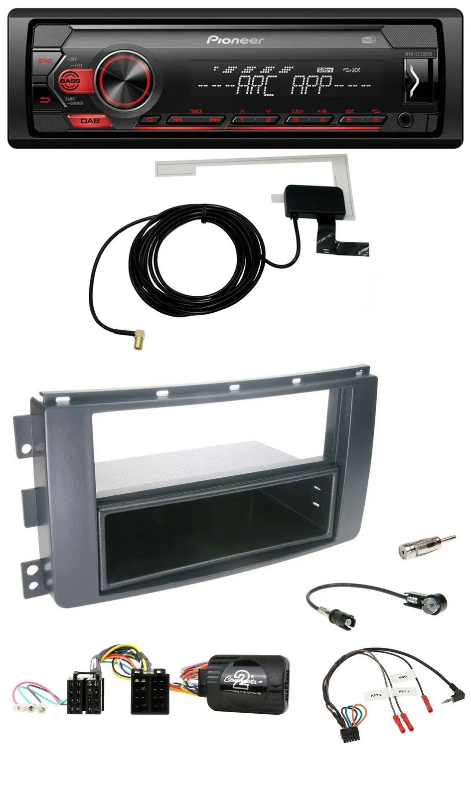 Pioneer 1DIN USB DAB MP3 Lenkrad Autoradio für Smart ForFour 2004-2006 schwarz