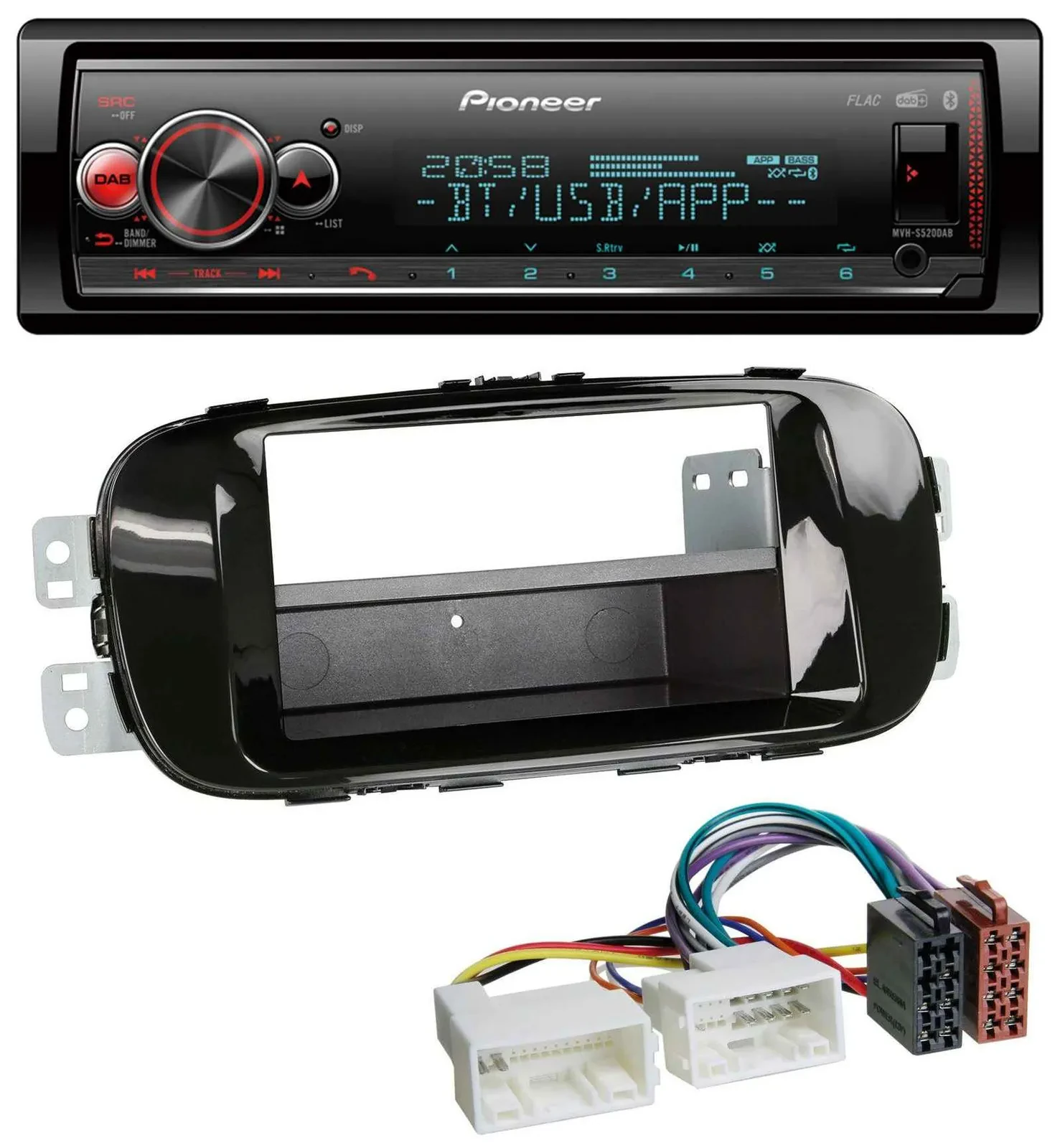 Автомагнитола для Kia Soul PS (с 2014) Pioneer Bluetooth USB MP3 DAB черный глянец