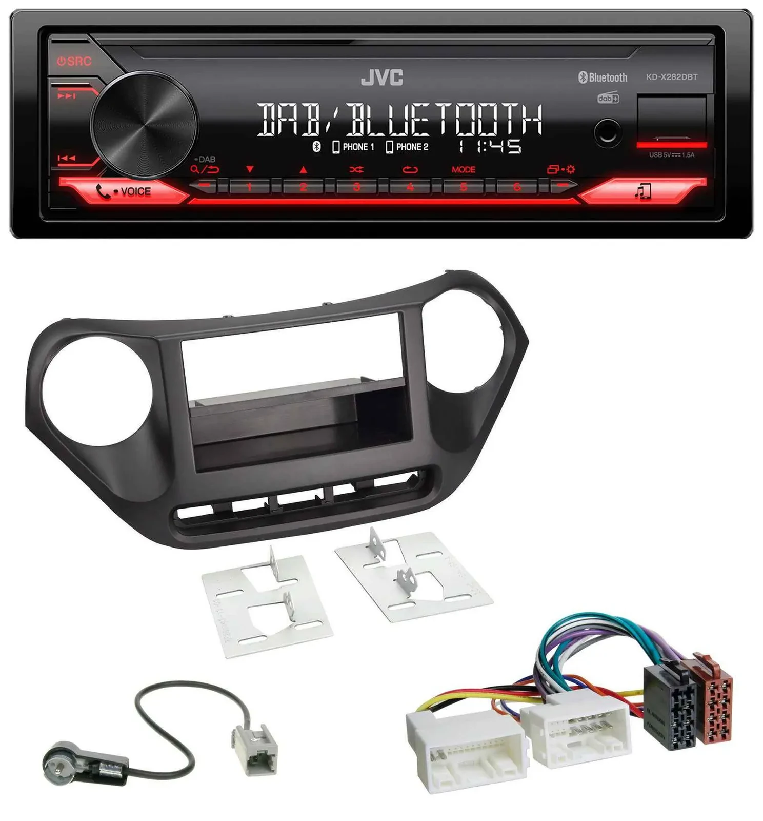 JVC Bluetooth USB DAB MP3 Autoradio für Hyundai i10 (ab 2013)