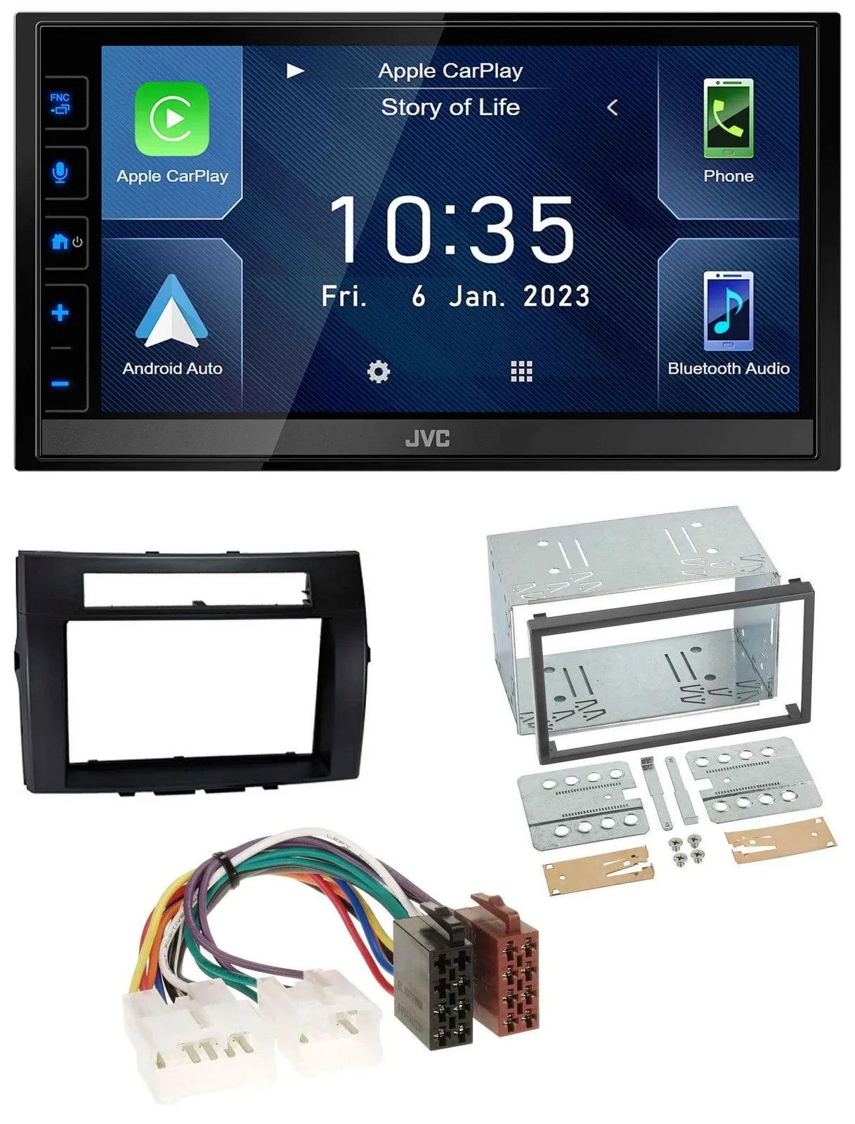 JVC DAB Bluetooth MP3 USB 2DIN Autoradio für Toyota Corolla 04-09 Verso schwarz