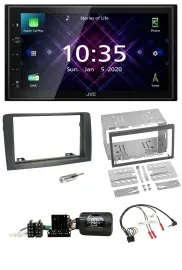 Автомагнитола JVC 2 DIN DAB, Bluetooth, USB, для Fiat Idea 2006–2012, серый, поддержка управления с руля