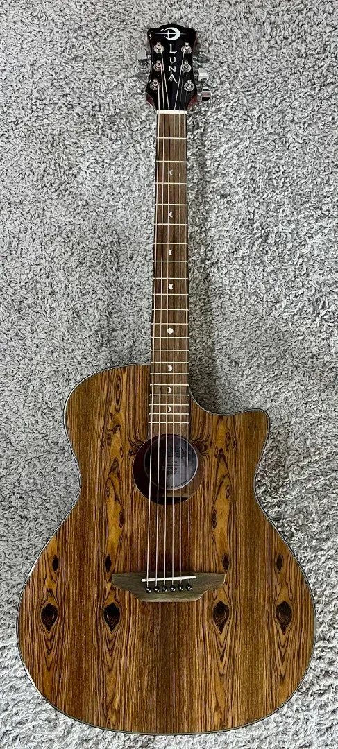 Luna Grand Concert Gypsy Exotic Caidie Acoustic Electric Guitar - DEMO