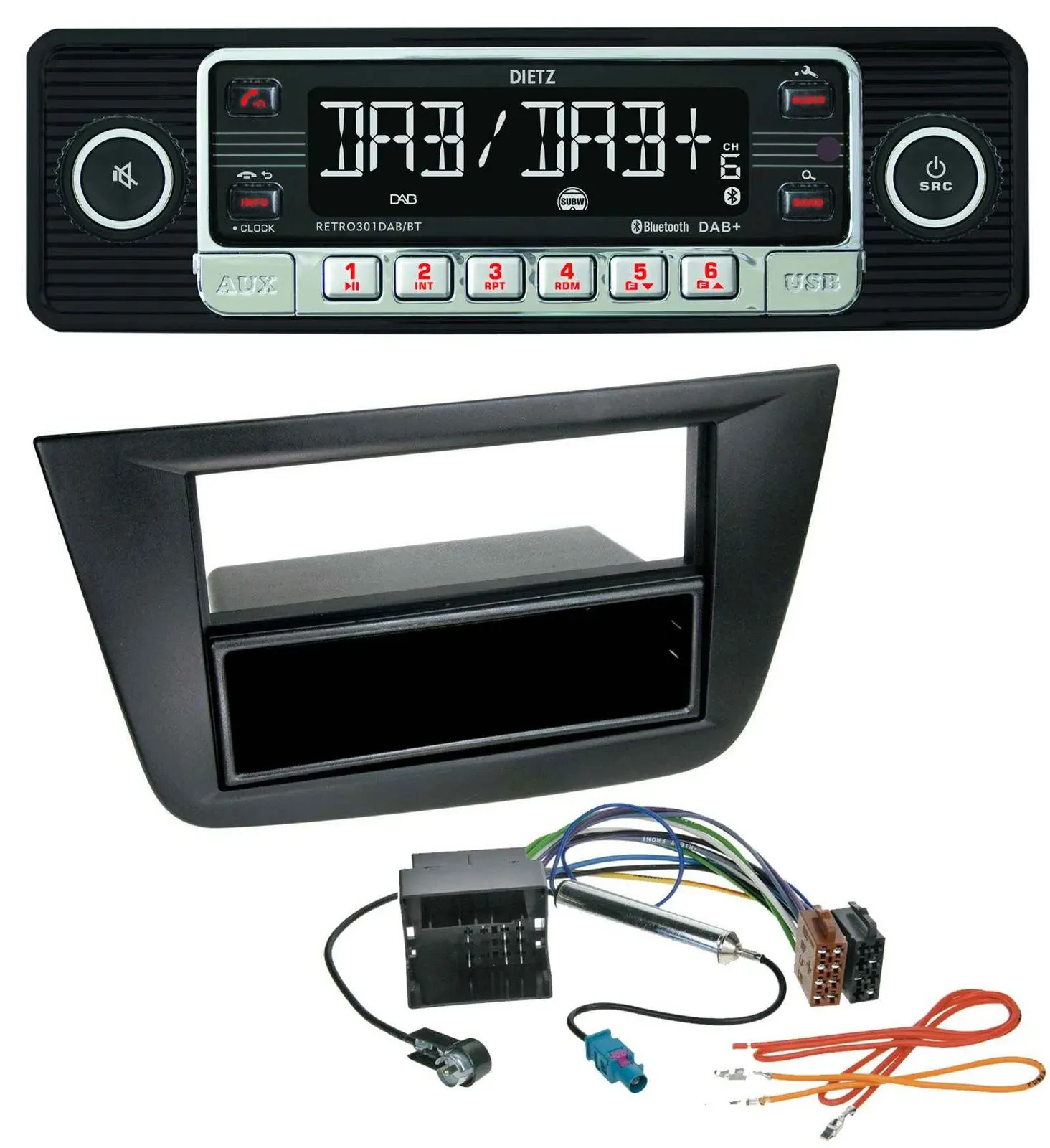 Dietz USB DAB MP3 Bluetooth Autoradio für Seat Toledo Altea ab 05 schwarz