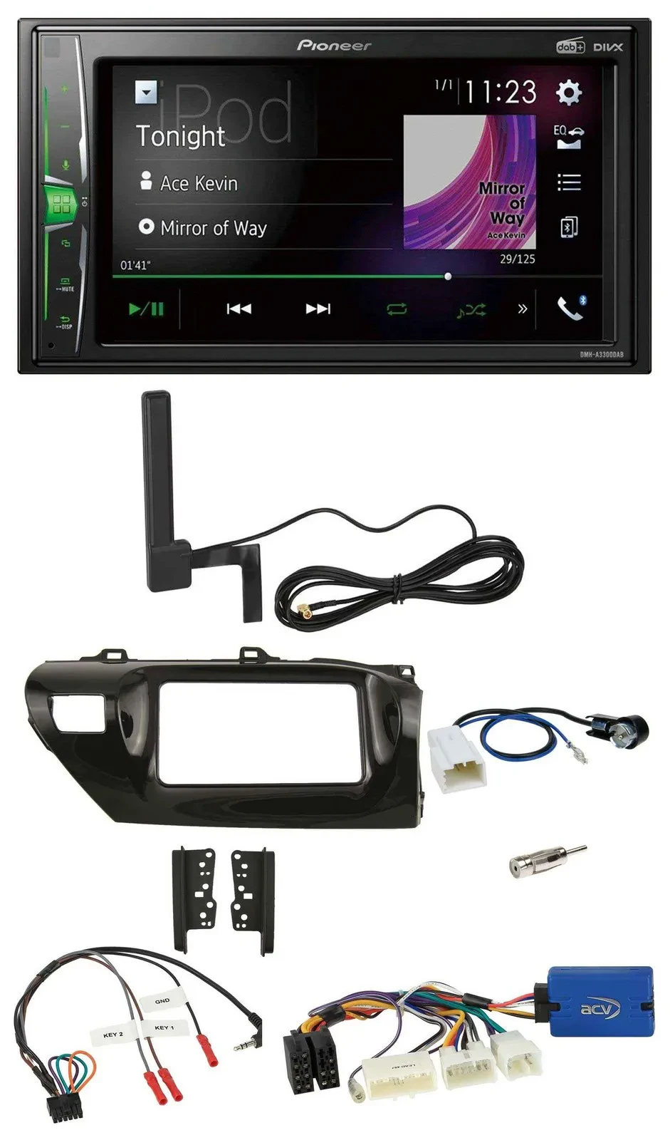 Автомагнитола для Toyota Hilux (2015–2020) Pioneer 2DIN, Bluetooth, DAB, MP3
