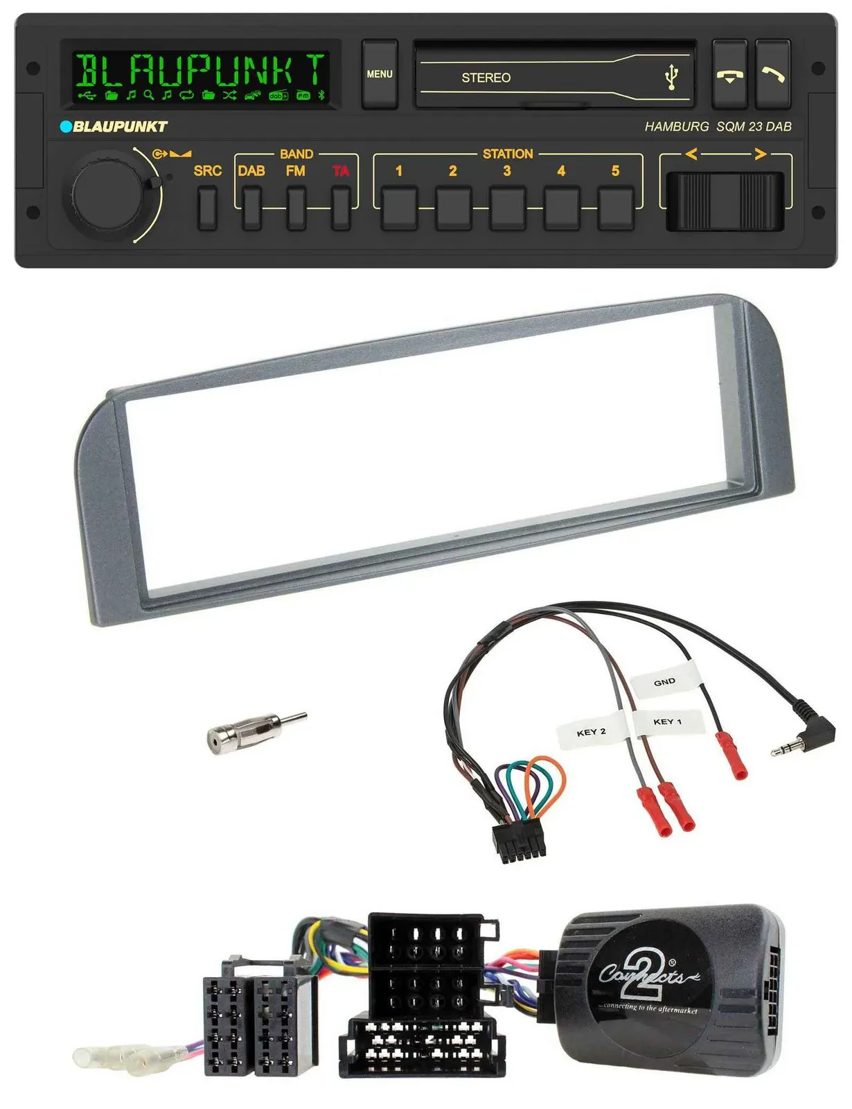 Blaupunkt USB DAB Bluetooth Lenkrad Autoradio für Alfa 147 GT 2007-2010 anthrazi
