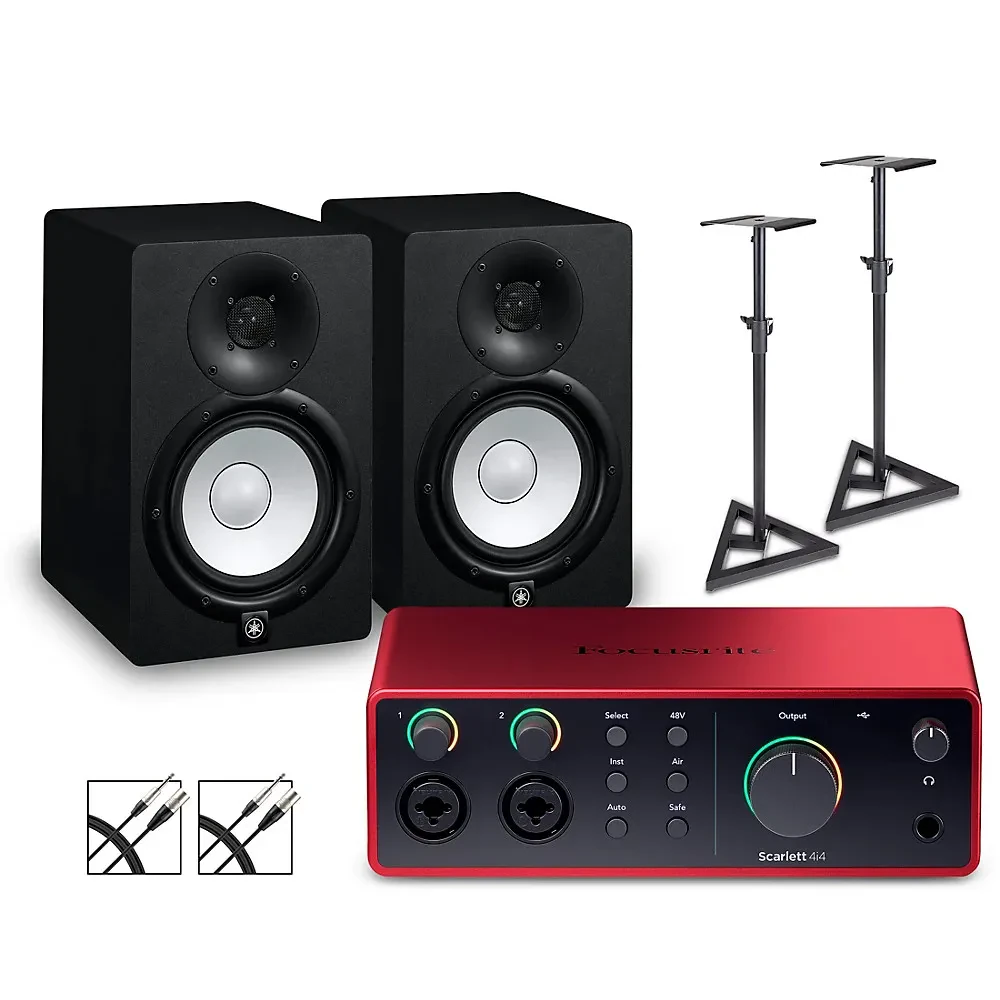 Focusrite Scarlett 4i4 Gen 4 - Yamaha HS Studio Monitors/Stands/Cables HS7