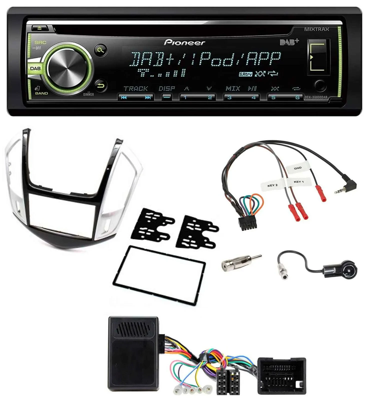Pioneer DAB USB MP3 Lenkrad CD Autoradio für Chevrolet Cruze 2011-2016 silber