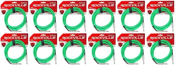 Инструментальный кабель Rockville RCGT10G Green 3 м (12 штук)