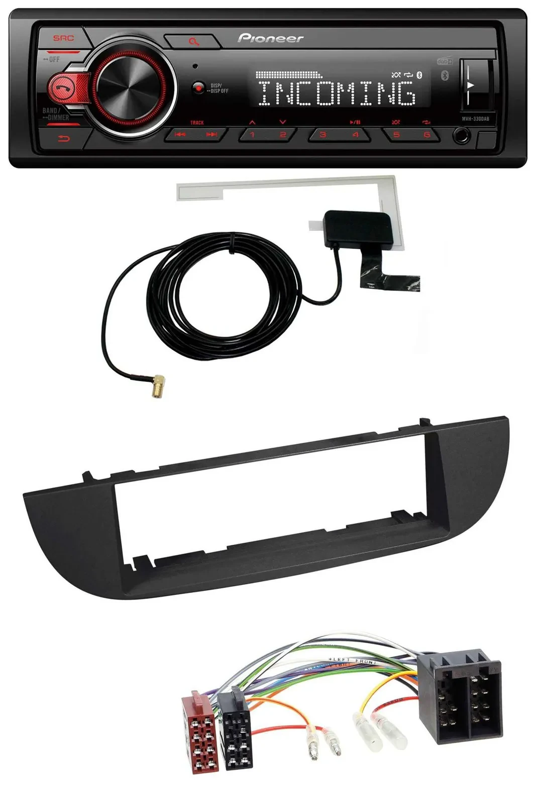 Pioneer MP3 AUX CD DAB USB Autoradio für Fiat 500 (ab 2007) - schwarz