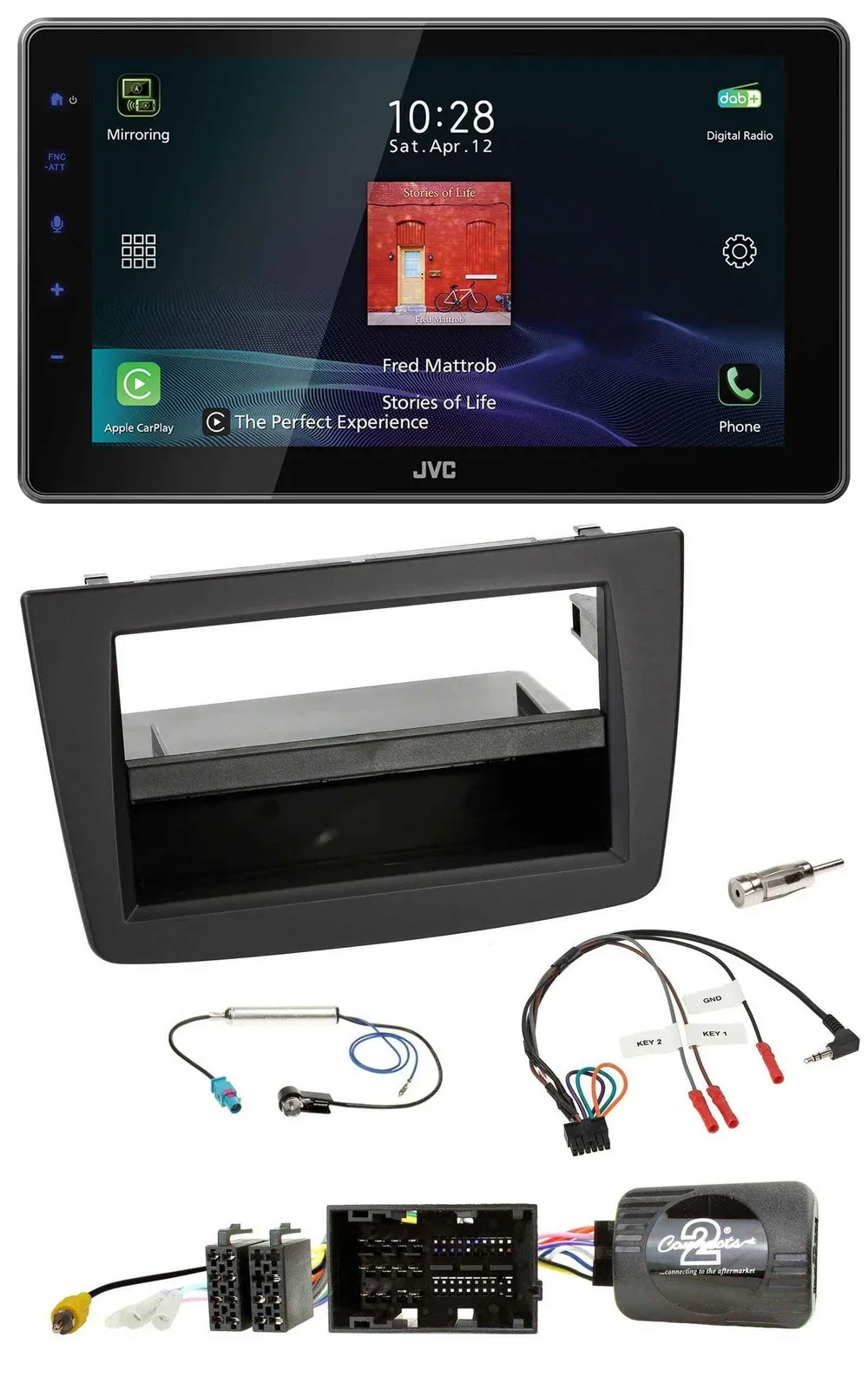 JVC DAB Lenkrad Bluetooth USB Autoradio für Alfa Mito 955 2014-2018 schwarz