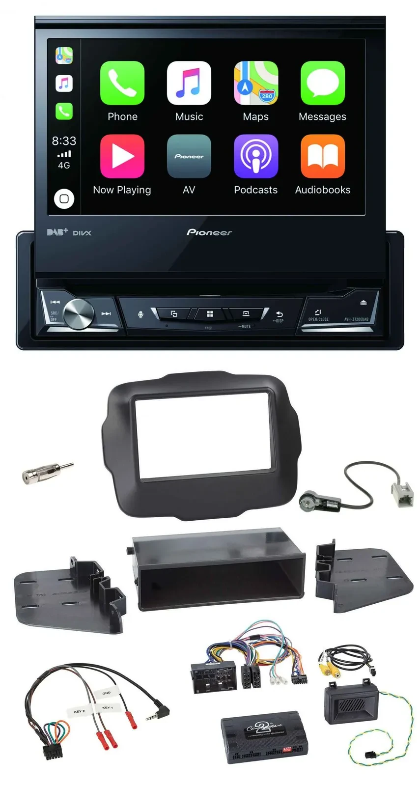 Pioneer DVD Bluetooth DAB USB Lenkrad Autoradio für Jeep Renegade ab 2015