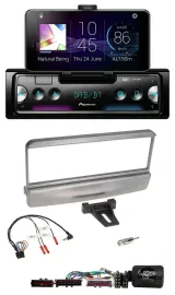 Автомагнитола для Ford Escort/Focus Pioneer USB, Bluetooth, DAB, серебристая, поддержка управления на руле