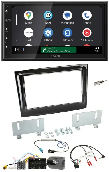 Kenwood DAB Bluetooth USB Lenkrad 2DIN Autoradio für Fiat Doblo ab 15 piano schw