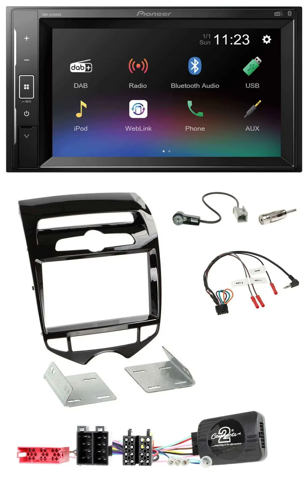 Pioneer DAB Lenkrad 2DIN Bluetooth USB Autoradio für Hyundai ix20 ab 10 autom. K