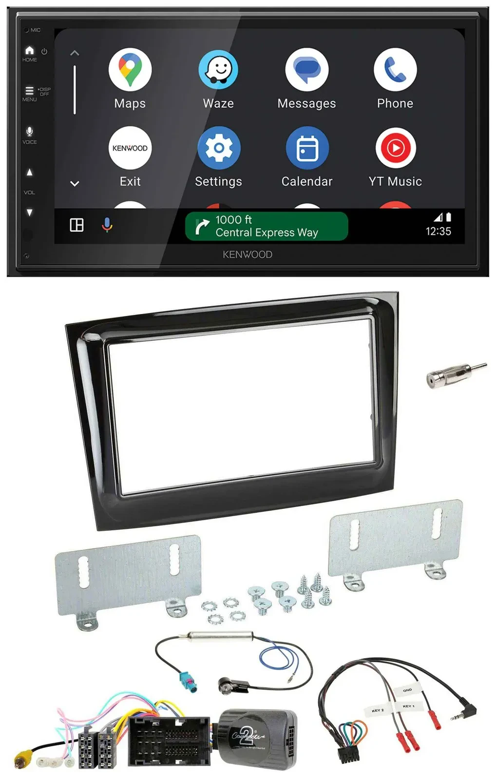 Автомагнитола для Fiat Doblo (с 2015) Kenwood 2-DIN, DAB, Bluetooth, USB, чёрный (piano black)