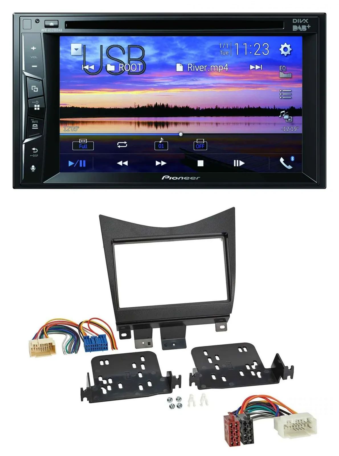 Pioneer Bluetooth 2DIN USB DVD DAB MP3 Autoradio für Honda Accord 02-08 schwarz