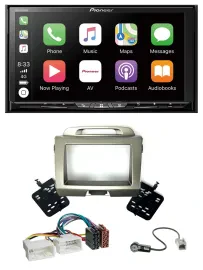 Автомагнитола для Kia Sportage 3 (2010–2015) Pioneer 2DIN MP3 USB DAB DVD Bluetooth, серебристая