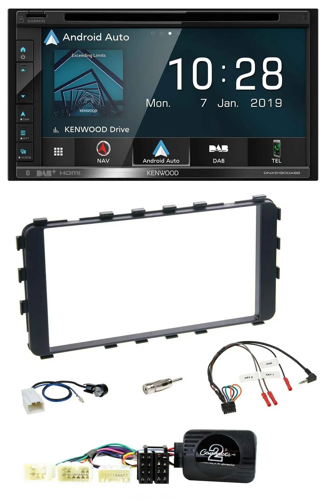 Kenwood DAB TMC USB 2DIN Lenkrad Bluetooth Navigation für Toyota Yaris 06-11 OEM