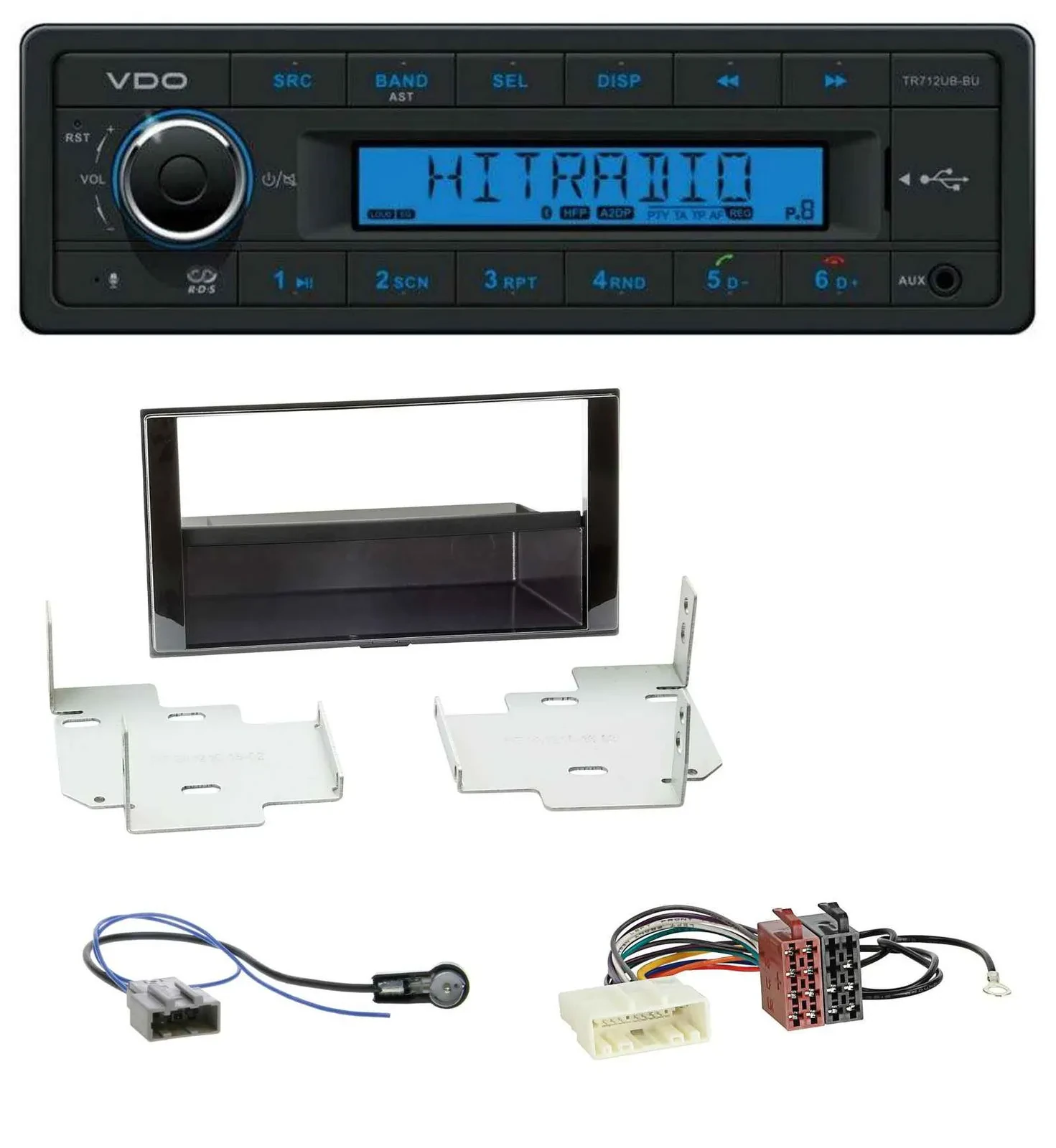 Автомагнитола VDO Bluetooth, USB, AUX, MP3 для Nissan Micra (2013–2017) черный глянец