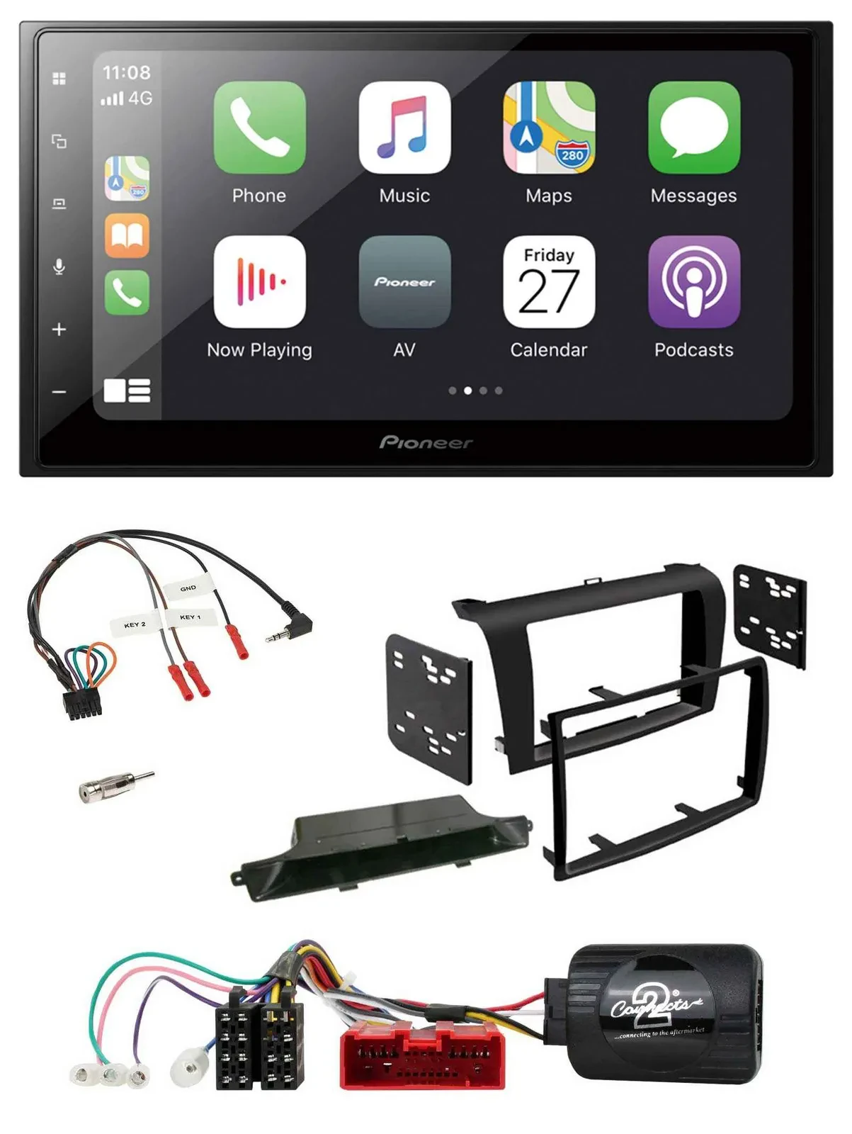 Автомагнитола для Mazda 3 (2003–2009) Pioneer 2DIN, Bluetooth, DAB, USB, черный