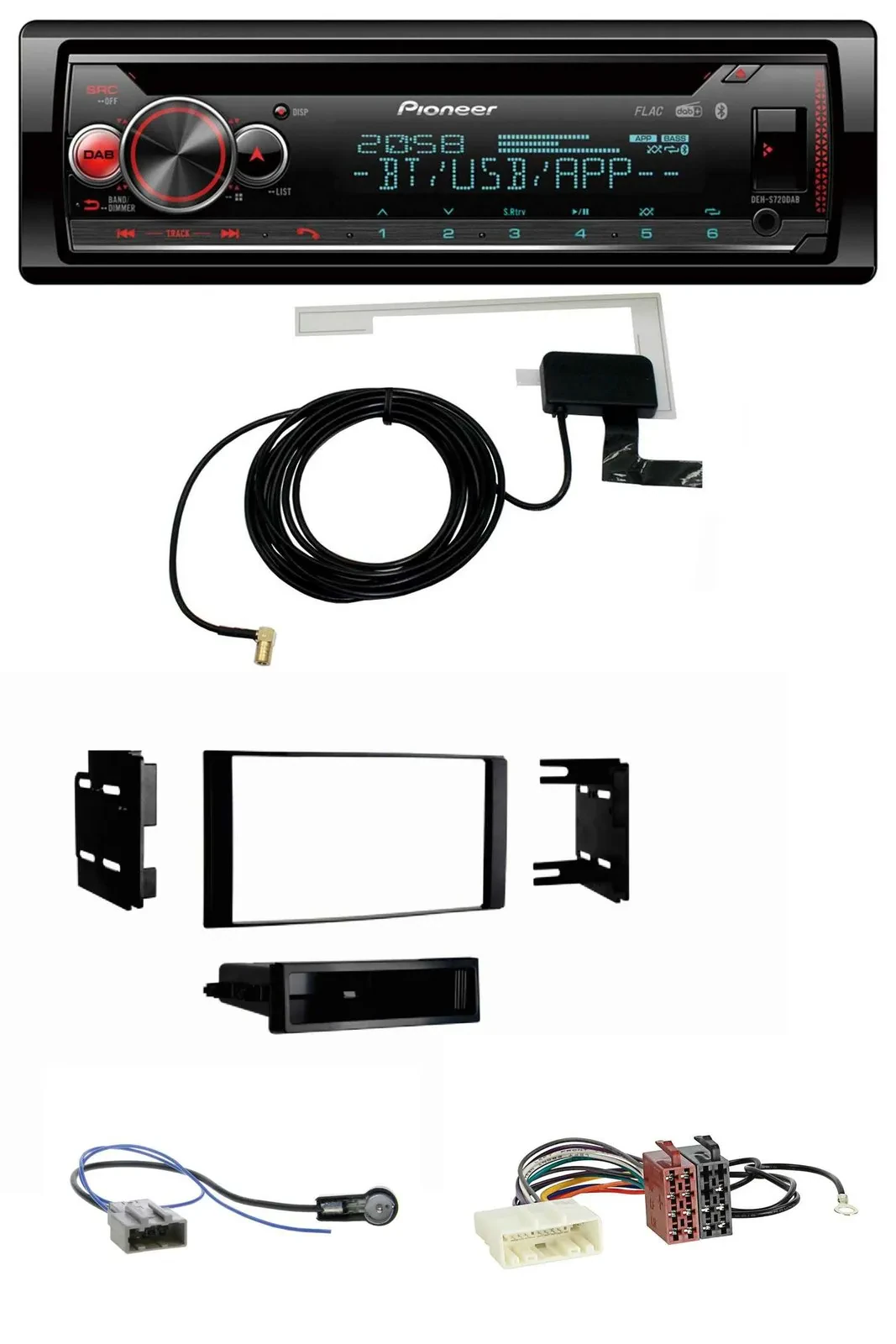 Pioneer DAB CD MP3 USB Bluetooth Autoradio für Nissan Micra 2013-2017 schwarz ma