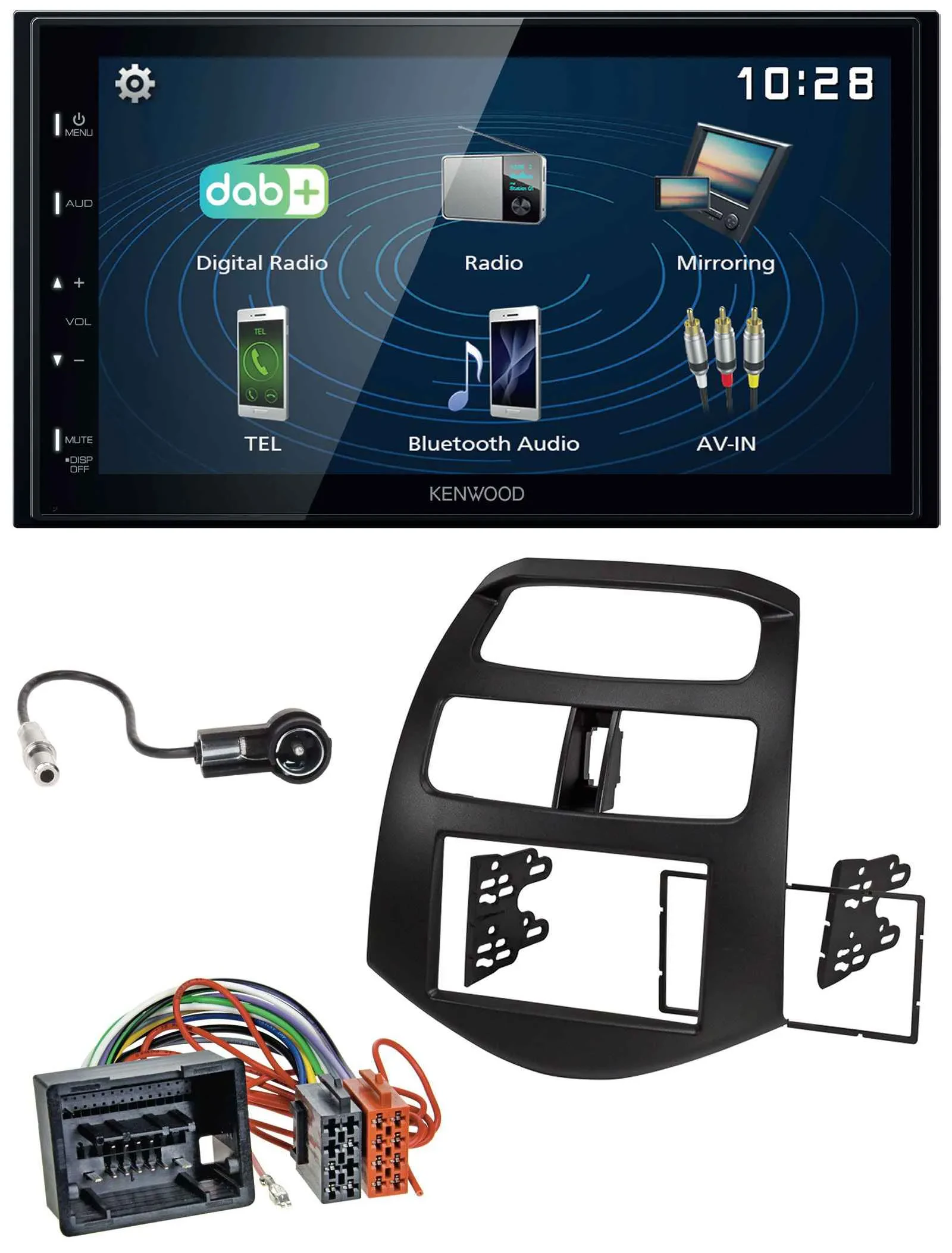 Автомагнитола Kenwood 2 DIN, Bluetooth, USB, DAB, для Chevrolet Spark (с 2013)