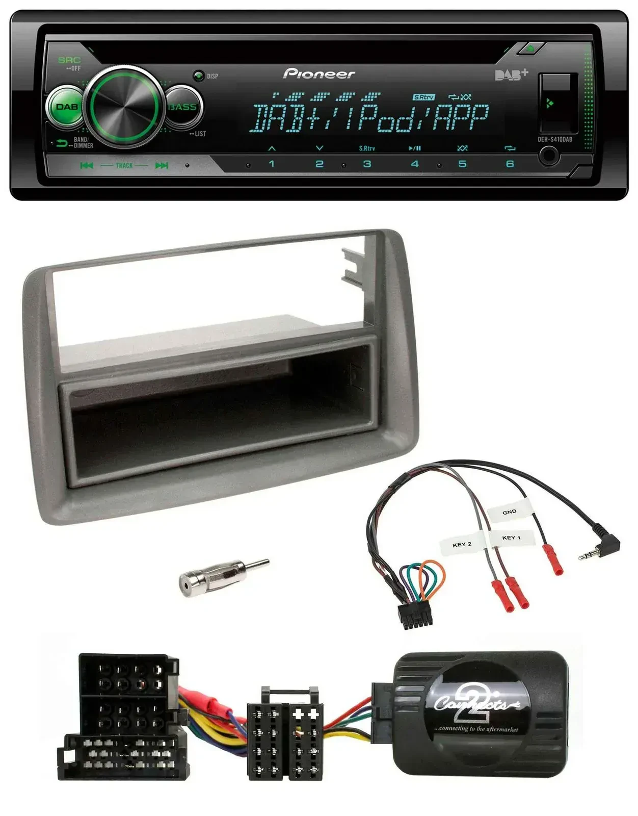 Автомагнитола Pioneer USB/MP3/CD, DAB, поддержка управления с руля, для Alfa Romeo GT/147, серебристая