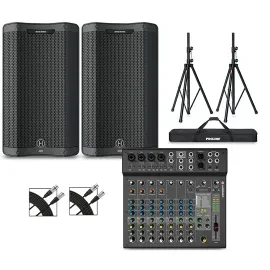 Harbinger VARI 3412 12" Powered Speakers Package w/LX12 Mixer, Stands and Cables