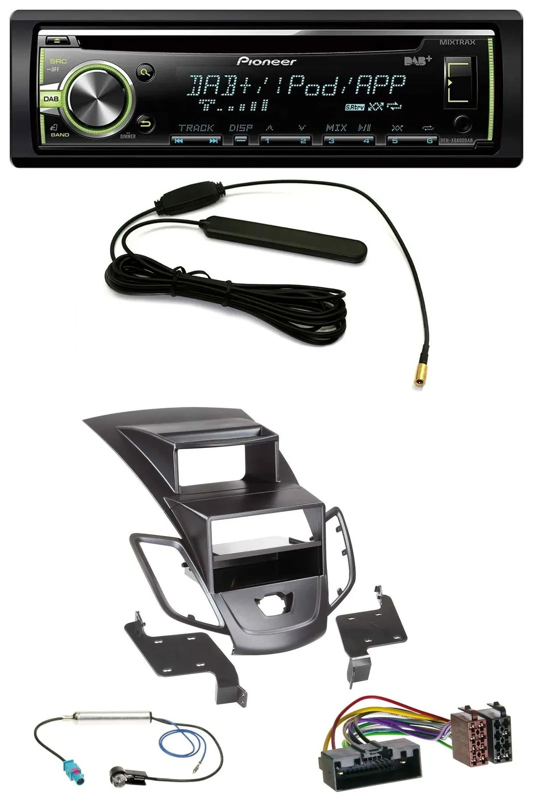 Автомагнитола Pioneer CD/MP3/USB/DAB/AUX для Ford Fiesta 2010–2017, черный