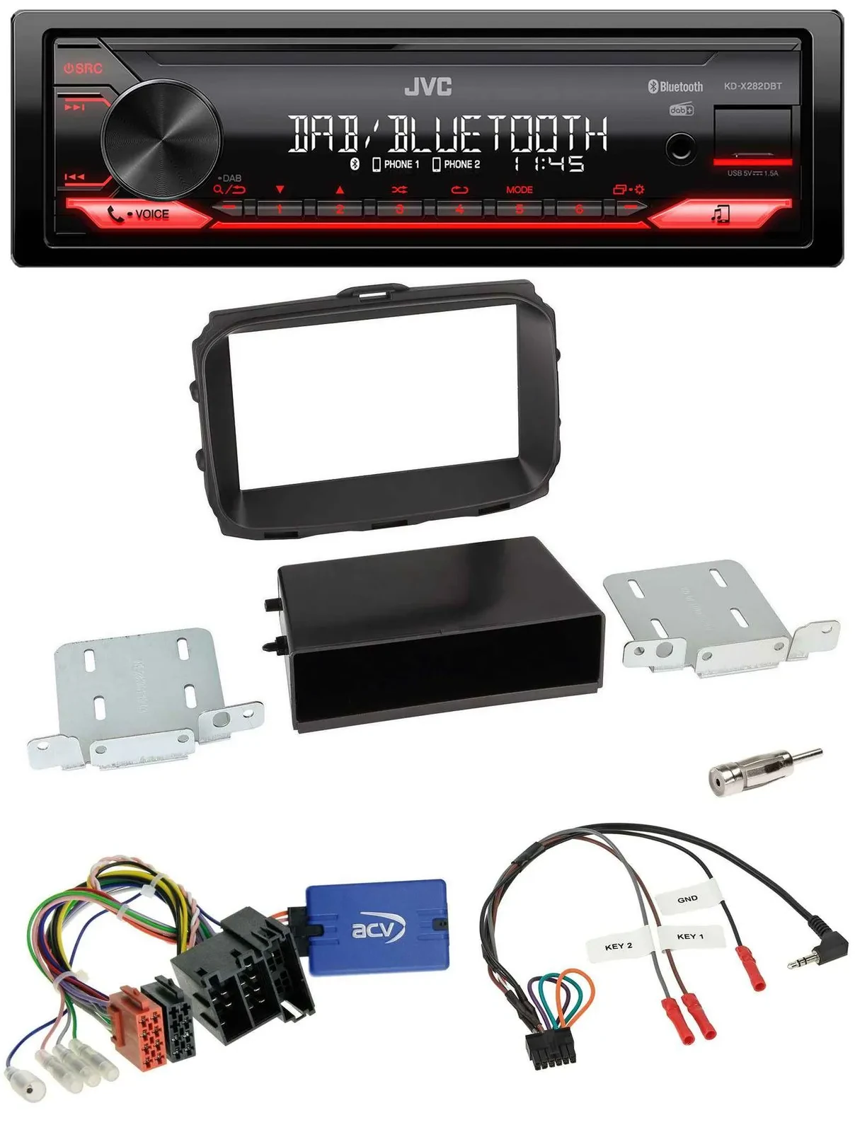 JVC Bluetooth USB DAB Lenkrad Autoradio für Alfa Romeo Giulietta 2013-2021 ISO