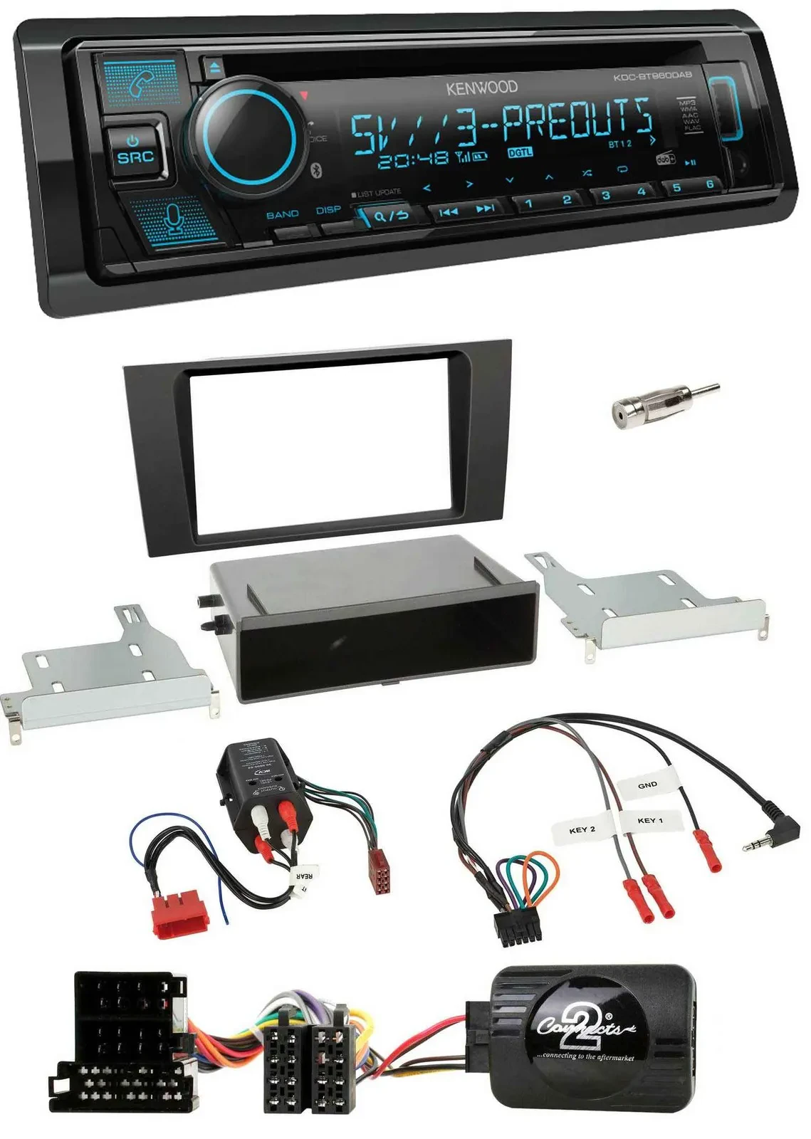 Автомагнитола для Audi A4 B5 (1999–2001) Kenwood Bluetooth, USB, CD, DAB, поддержка управления с руля, совместима с BOSE