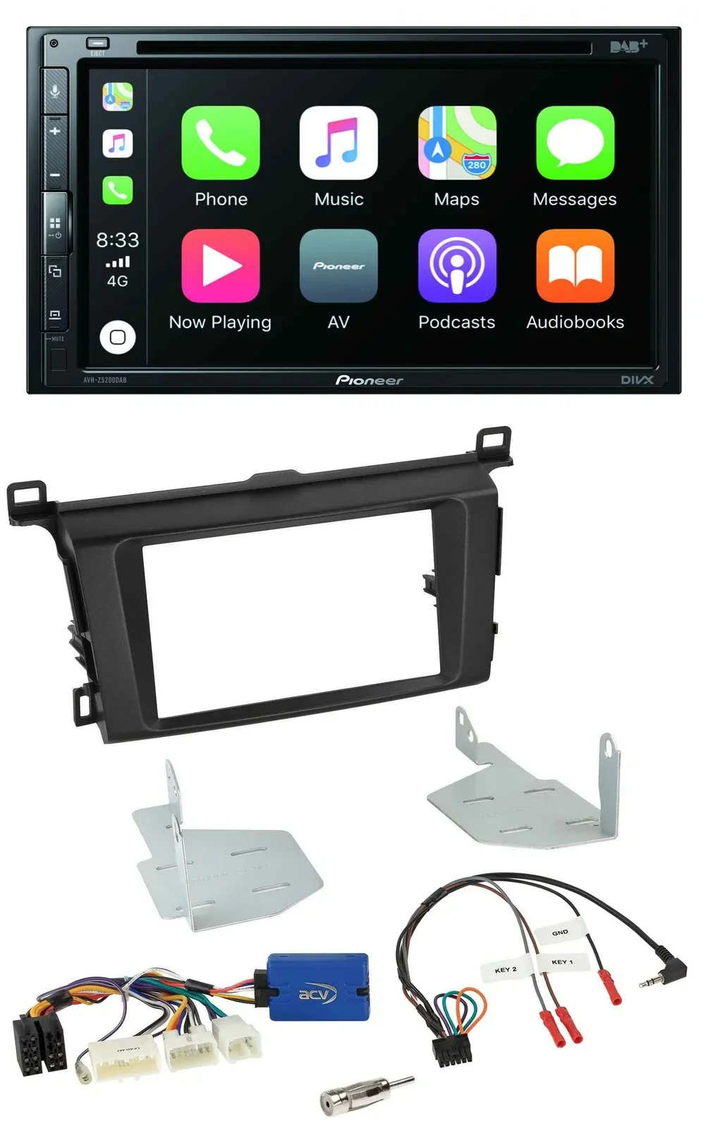 Pioneer DVD 2DIN Lenkrad DAB Bluetooth USB Autoradio für Toyota RAV 4 ab 2013