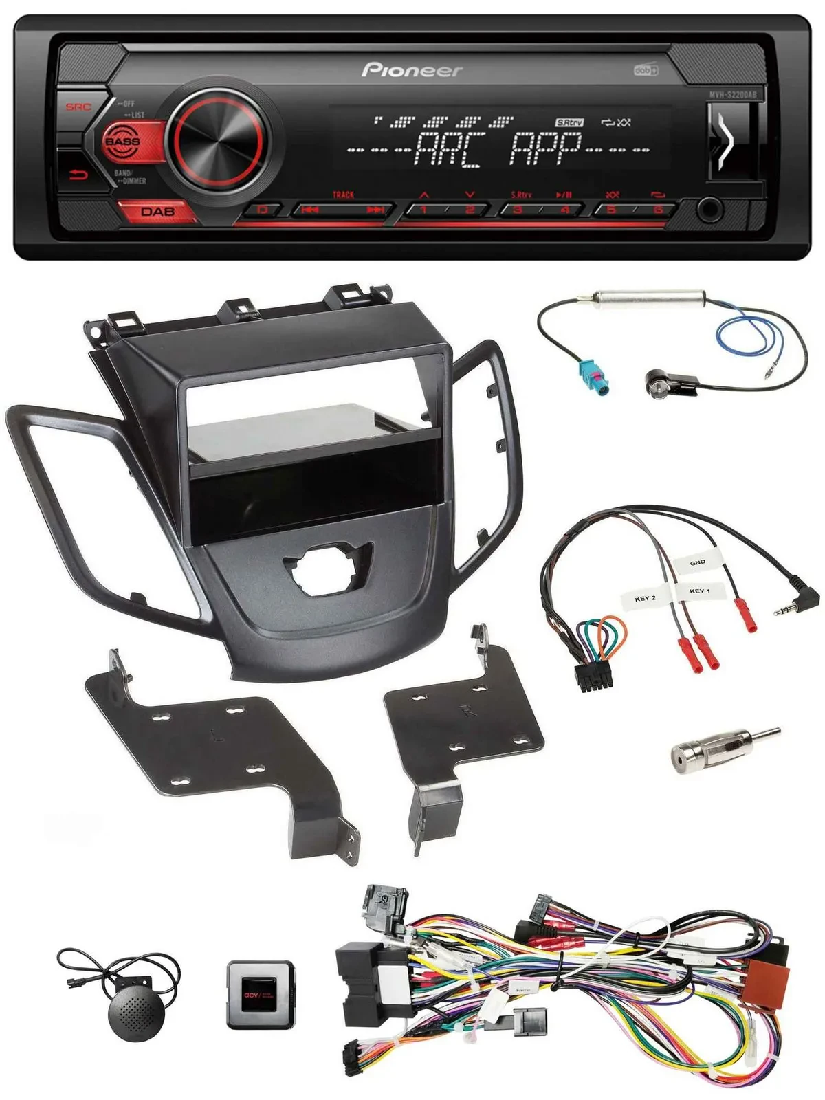 Pioneer DAB 1DIN MP3 Lenkrad USB Autoradio für Ford Fiesta 08-10 ohne Display sc