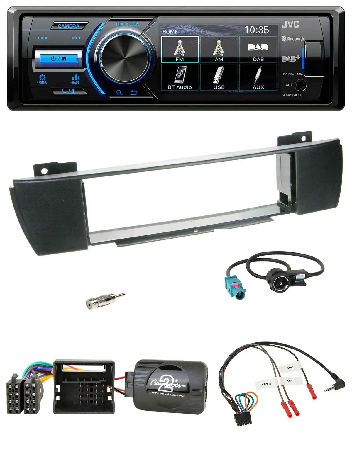 JVC Bluetooth Lenkrad USB DAB Autoradio für BMW X3 E83 2004-2010 mittig