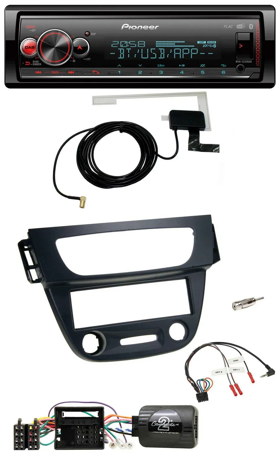 Pioneer Bluetooth DAB USB Lenkrad Autoradio für Renault Megane III 09-12 schwarz