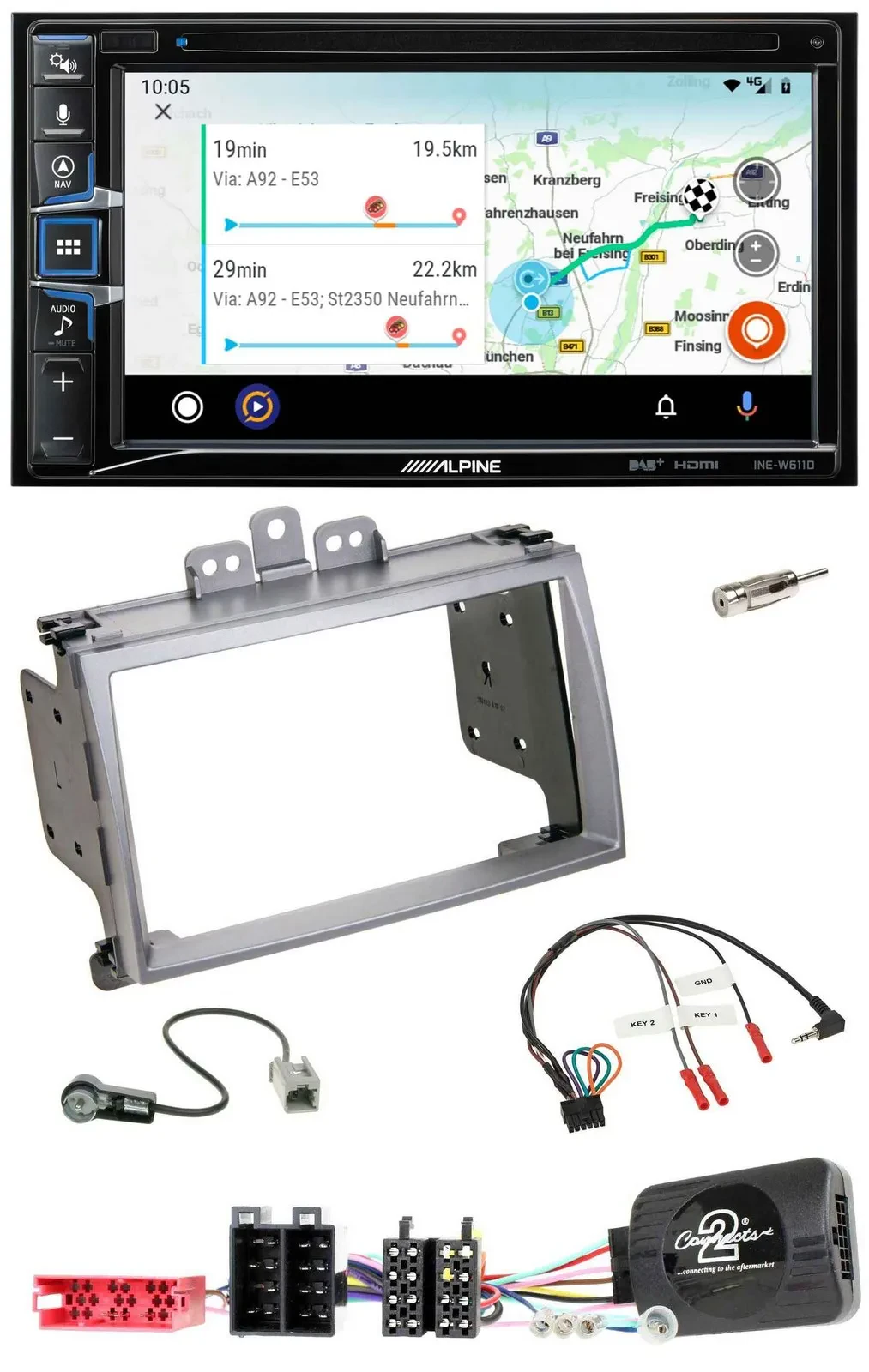 Автомагнитола для Hyundai i20 (2009–2012) Alpine 2DIN, Bluetooth, USB, DAB, навигация, TMC, совместима с кнопками на руле