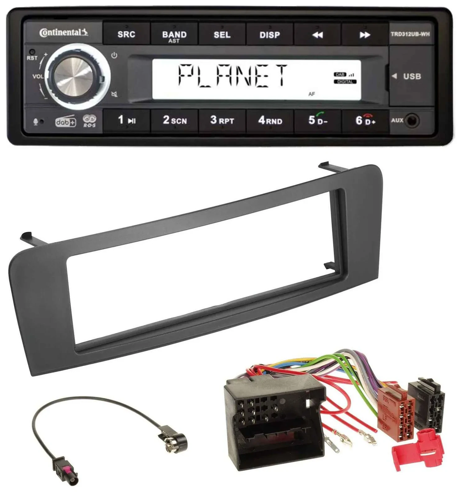 Continental USB 1DIN AUX DAB MP3 Autoradio für Mercedes A-Klasse W176 B-Klasse W