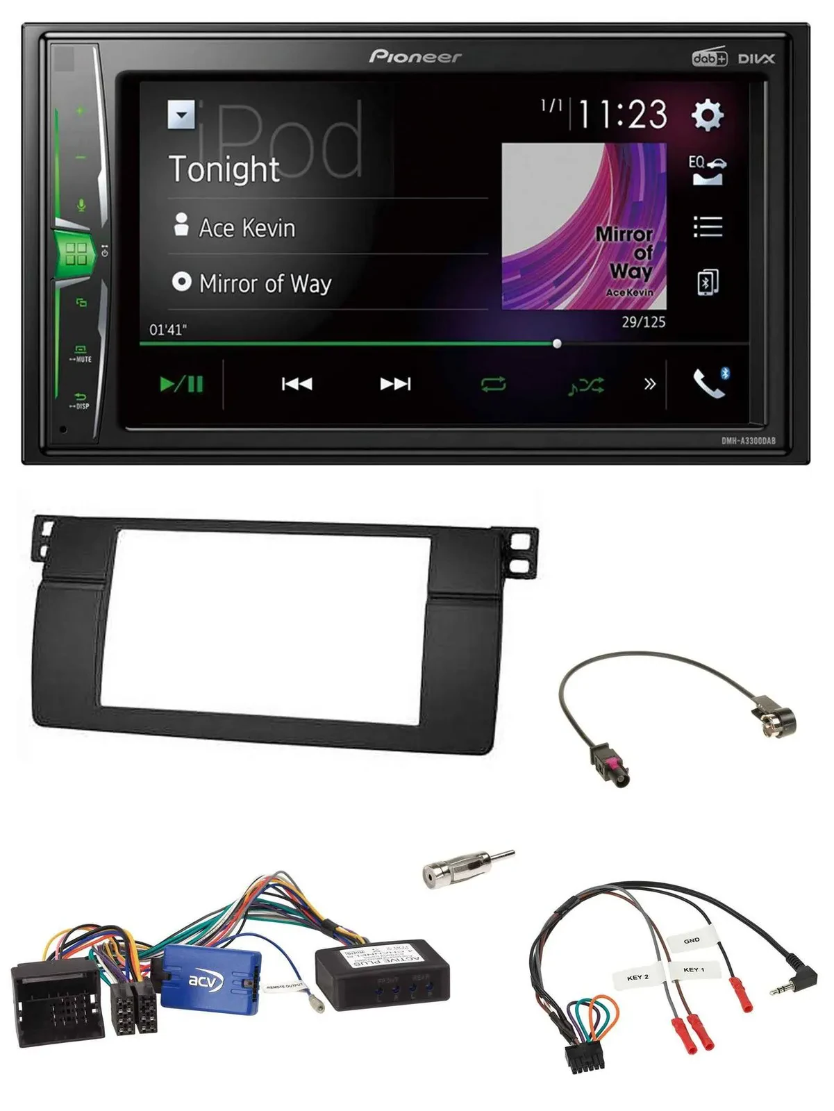 Pioneer 2DIN Lenkrad DAB USB Bluetooth Autoradio für BMW 3er 2002-2006 E46 schwa