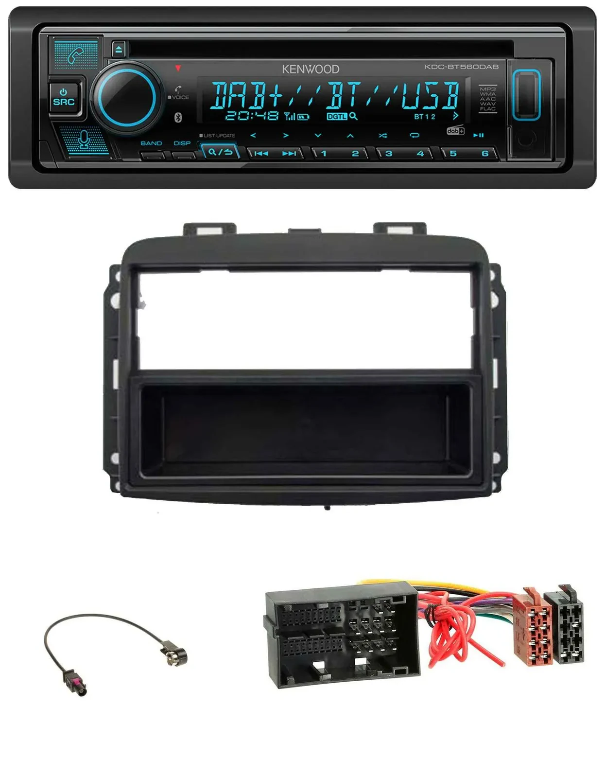 Kenwood Bluetooth DAB CD MP3 USB Autoradio für Fiat 500 L (ab 2012)