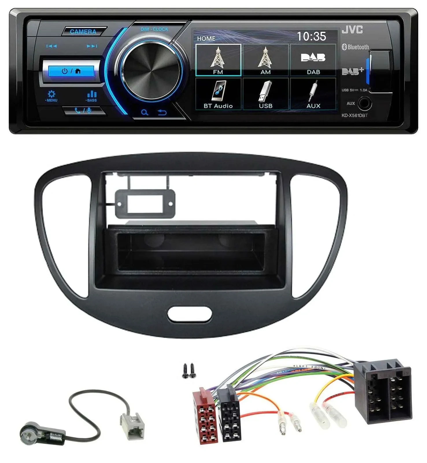 JVC Bluetooth MP3 USB DAB Autoradio für Hyundai i10 (2008-2013) schwarz