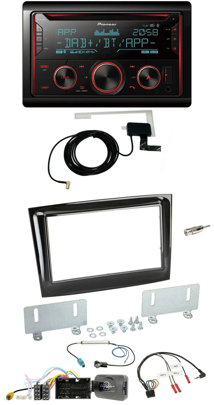 Pioneer 2DIN Lenkrad DAB USB CD Bluetooth Autoradio für Fiat Doblo ab 15 piano s