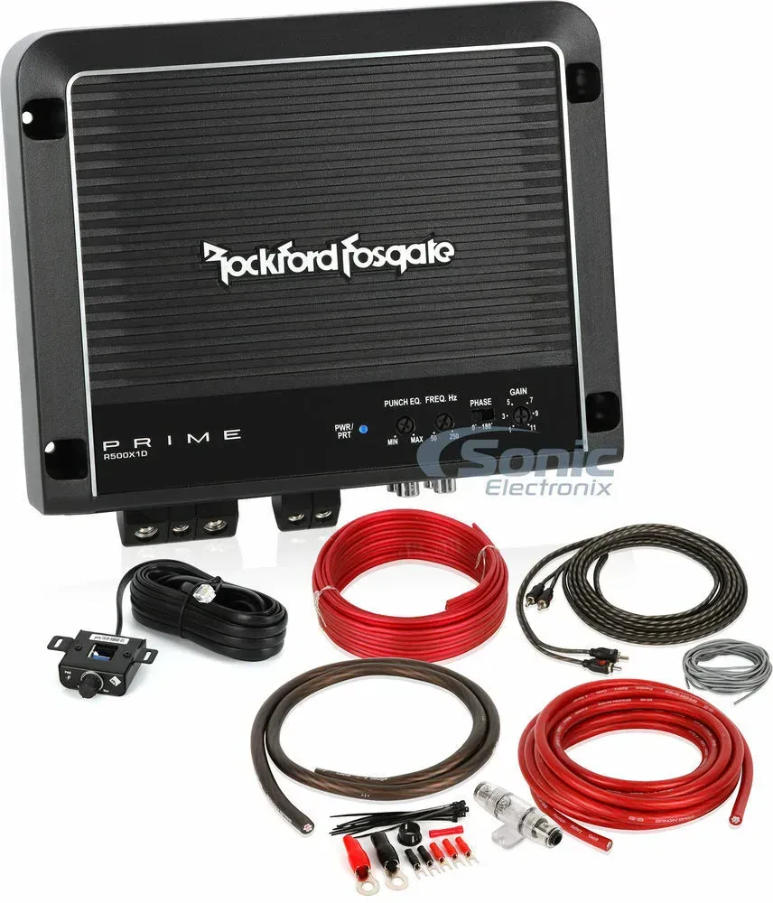 Усилитель для авто Rockford Fosgate R500X1D 1-канальный, 500W (набор) с кабельным комплектом 4 AWG