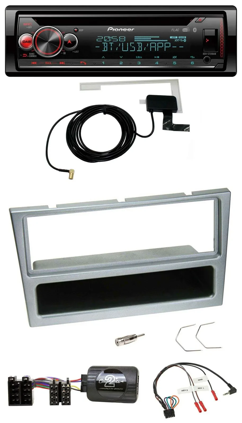 Pioneer DAB CD Lenkrad USB Bluetooth Autoradio für Opel Corsa C 2000-2004 silber