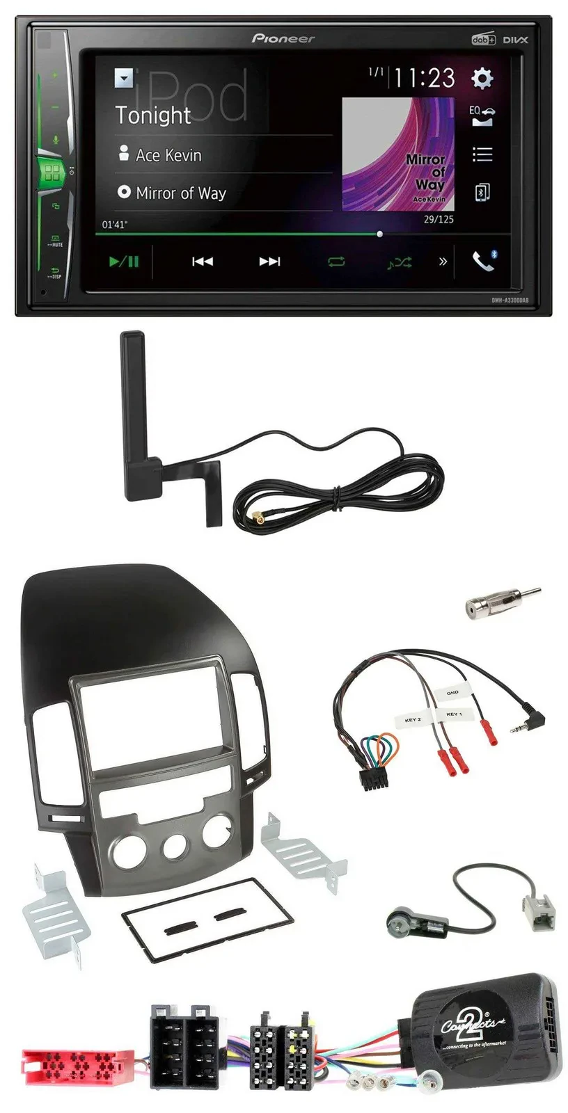 Pioneer MP3 DAB Lenkrad 2DIN Bluetooth Autoradio für Hyundai i30 ab 2009