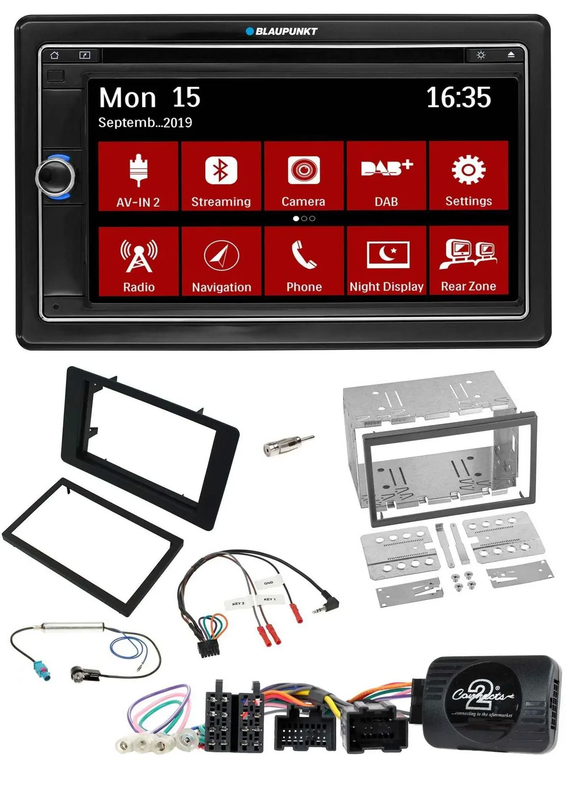Автомагнитола для Saab 9-5 2008–2010 Blaupunkt 2DIN USB DAB Bluetooth, навигация TMC, управление с руля
