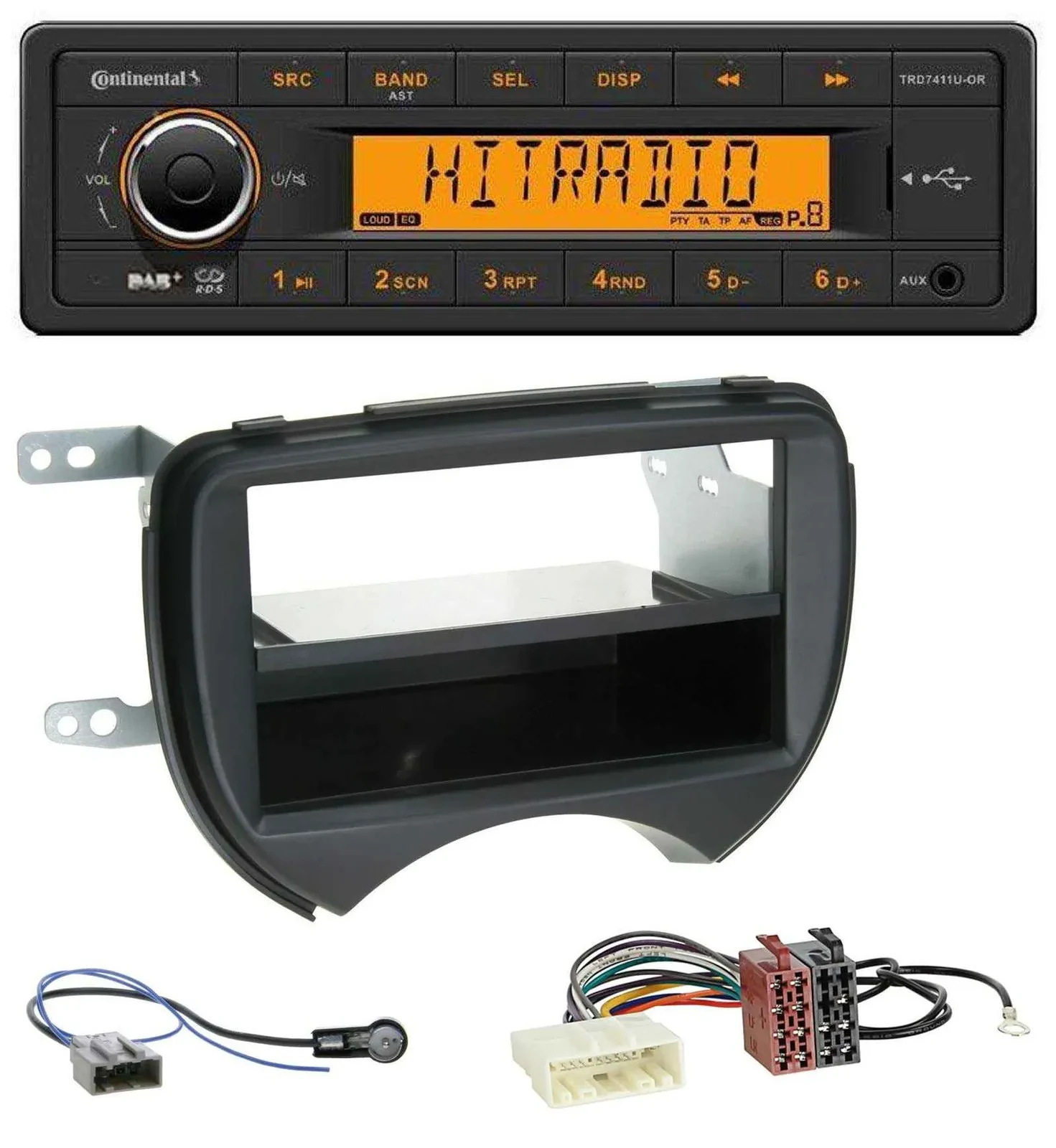 Автомагнитола для Nissan Micra K13 (2010–2013) Continental 1-DIN DAB, MP3, AUX, USB, черная