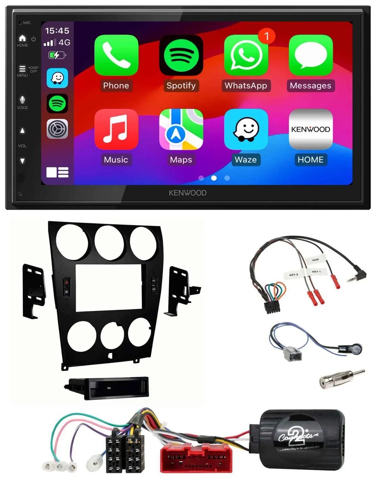 Kenwood Lenkrad USB DAB 2DIN Bluetooth Autoradio für Mazda 6 2006-2008